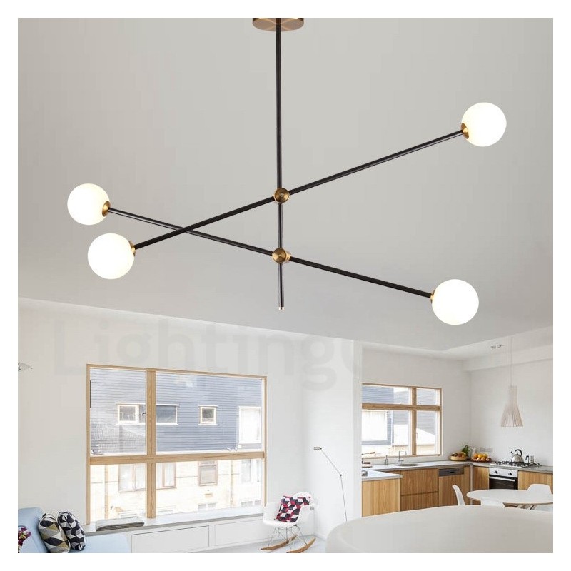 Lampadario contemporaneo a 4 luci 2 livelli 100 x 67 cm