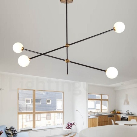 Lampadario contemporaneo a 4 luci 2 livelli 100 x 67 cm