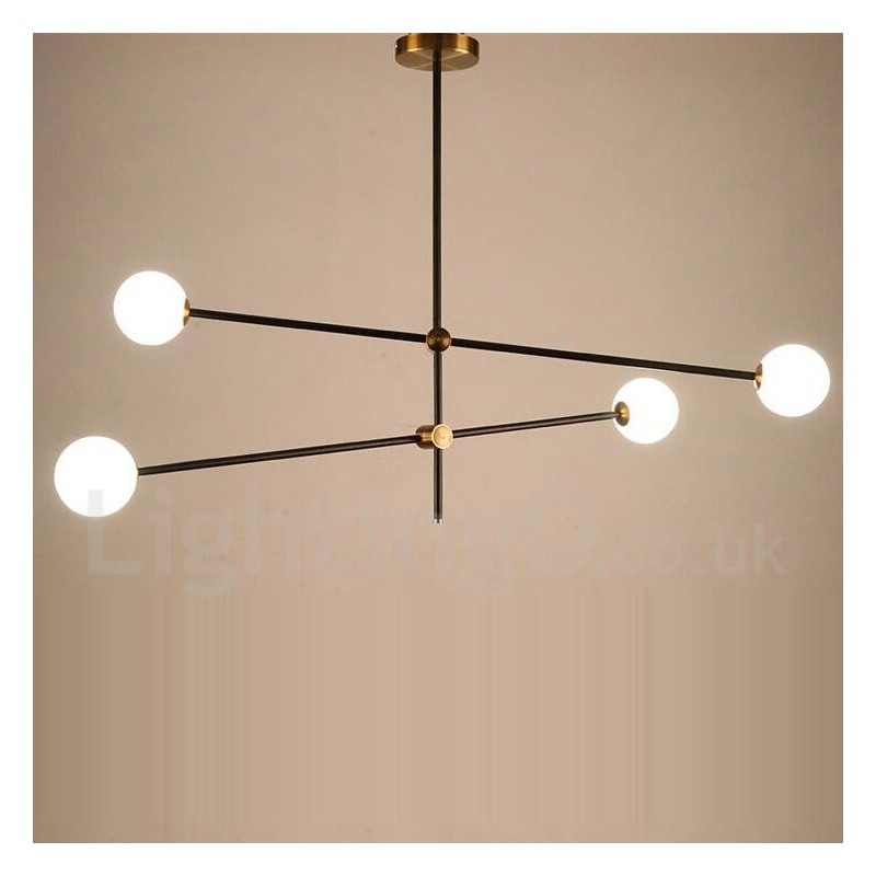 Lampadario contemporaneo a 4 luci 2 livelli 100 x 67 cm