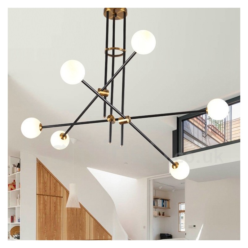 Lampadario moderno contemporaneo a 6 luci, 3 livelli, 100x70 cm