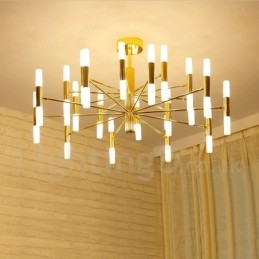 Lampadario contemporaneo a 2 livelli con 40 luci LED dorate 100 x 53 cm