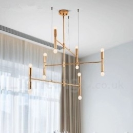 Lampadario moderno contemporaneo a 8 luci, 3 livelli, metallo, 80 cm