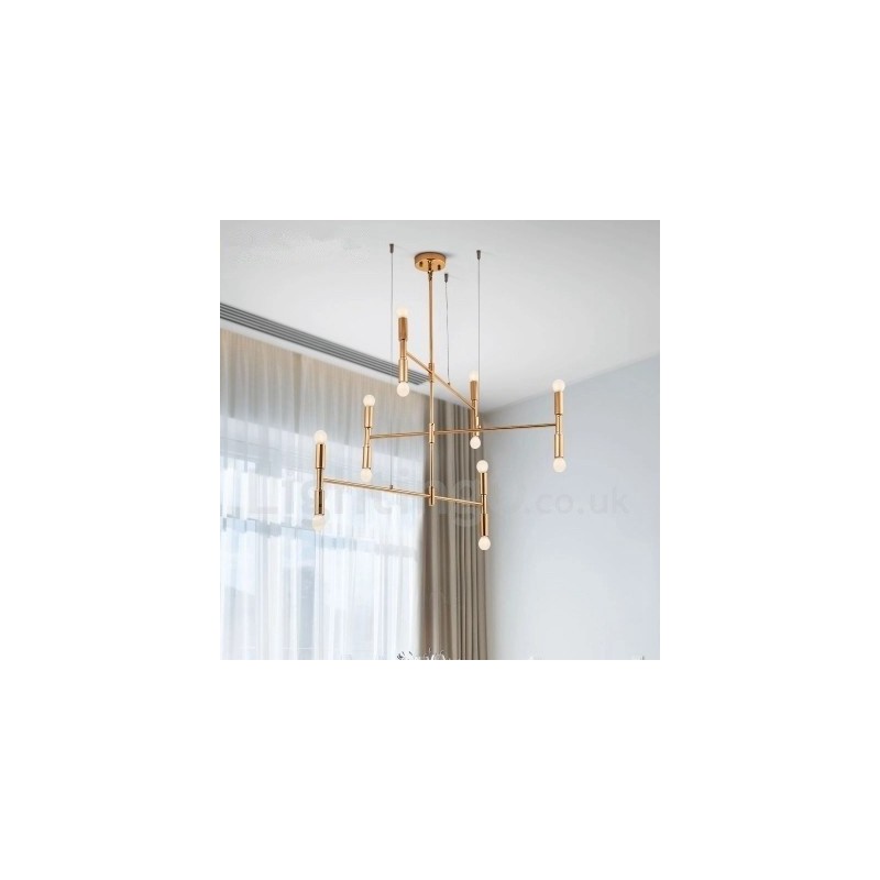 Lampadario moderno contemporaneo a 8 luci, 3 livelli, metallo, 80 cm