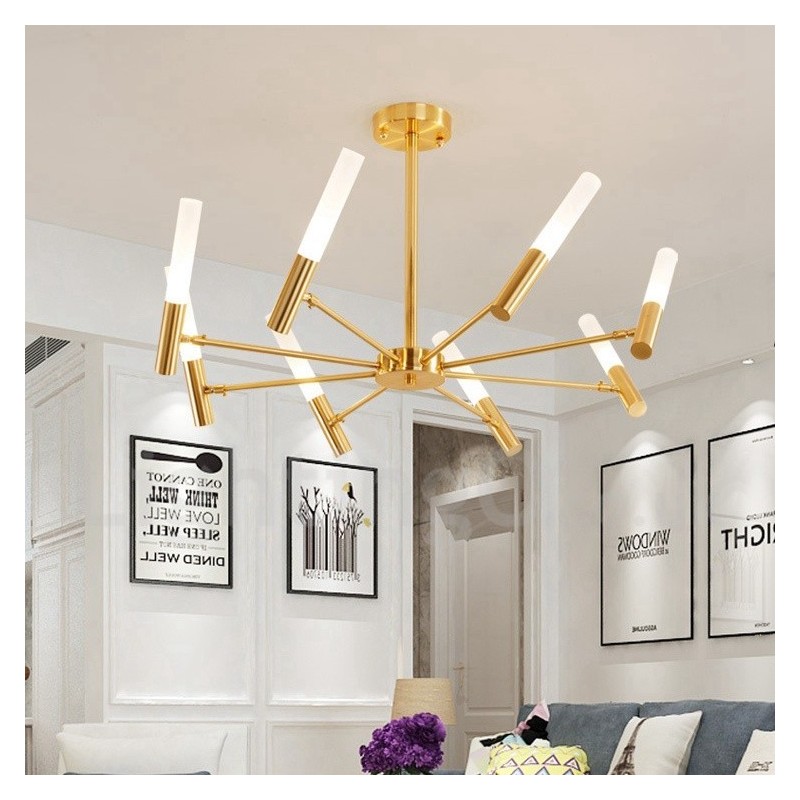 Lampadario contemporaneo girevole a 8 luci in metallo 72 x 43 cm