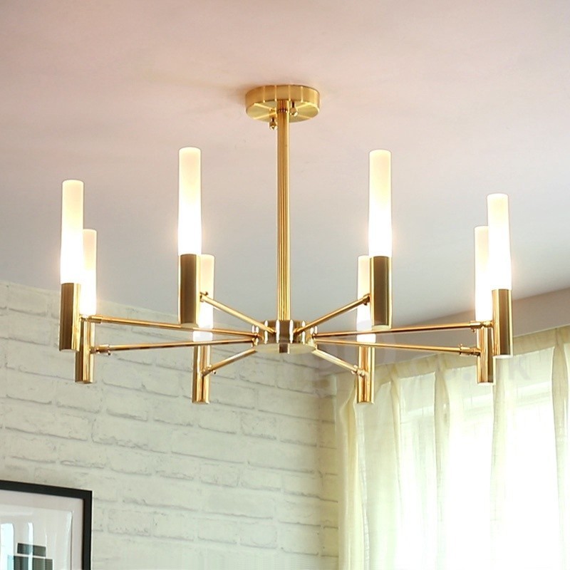 Lampadario contemporaneo girevole a 8 luci in metallo 72 x 43 cm