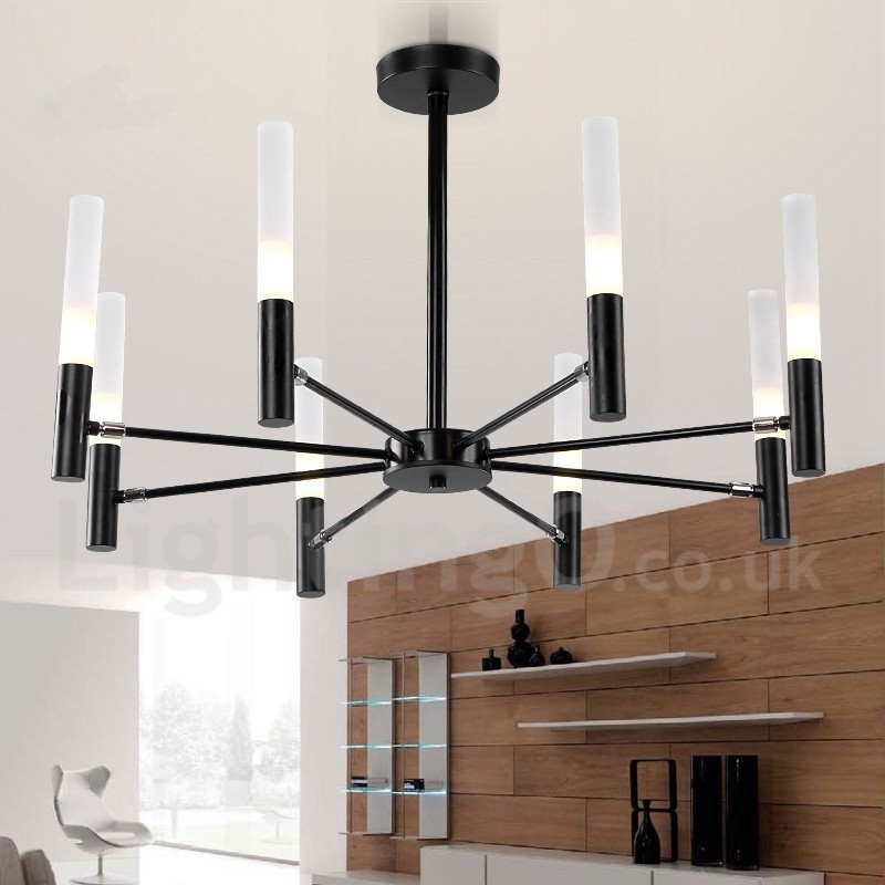 Lampadario contemporaneo girevole a 8 luci in metallo 72 x 43 cm