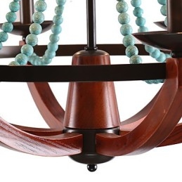 Lampadario Bohemia a 6 luci in stile candela rustico, multicolore con decorazioni blu
