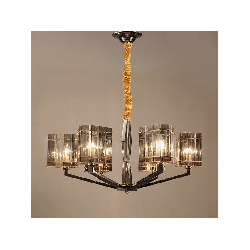 Lampadario contemporaneo moderno a 6 luci in vetro 75 x 40 cm