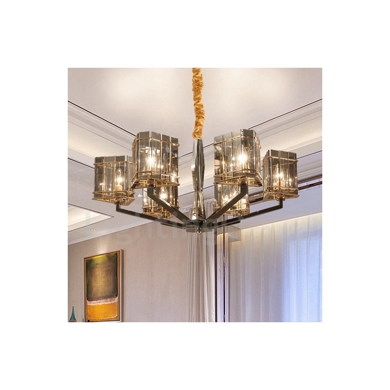 Lampadario contemporaneo moderno a 6 luci in vetro 75 x 40 cm