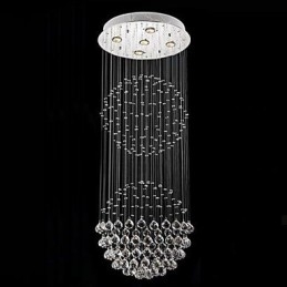 Lampadario a sospensione in cristallo moderno a 5 luci argento trasparente