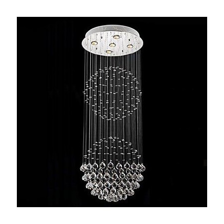 Lampadario a sospensione in cristallo moderno a 5 luci argento trasparente