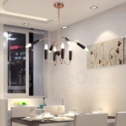 Lampadario moderno contemporaneo a 2 livelli 8 luci 75x75 cm