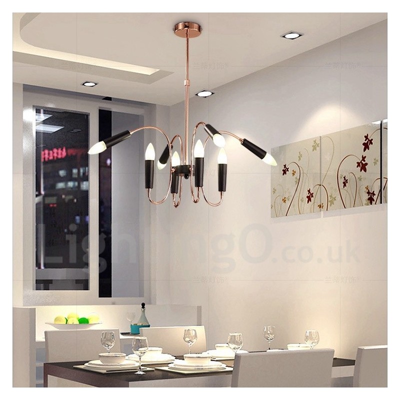 Lampadario moderno contemporaneo a 2 livelli 8 luci 75x75 cm
