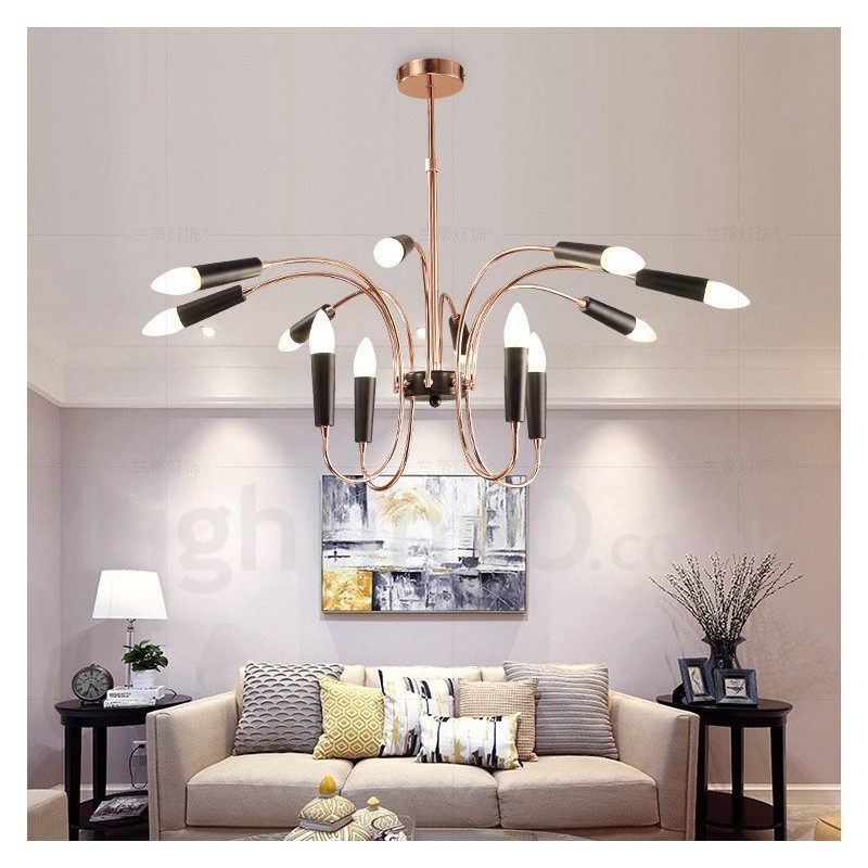 Lampadario moderno contemporaneo a 2 livelli con 12 luci