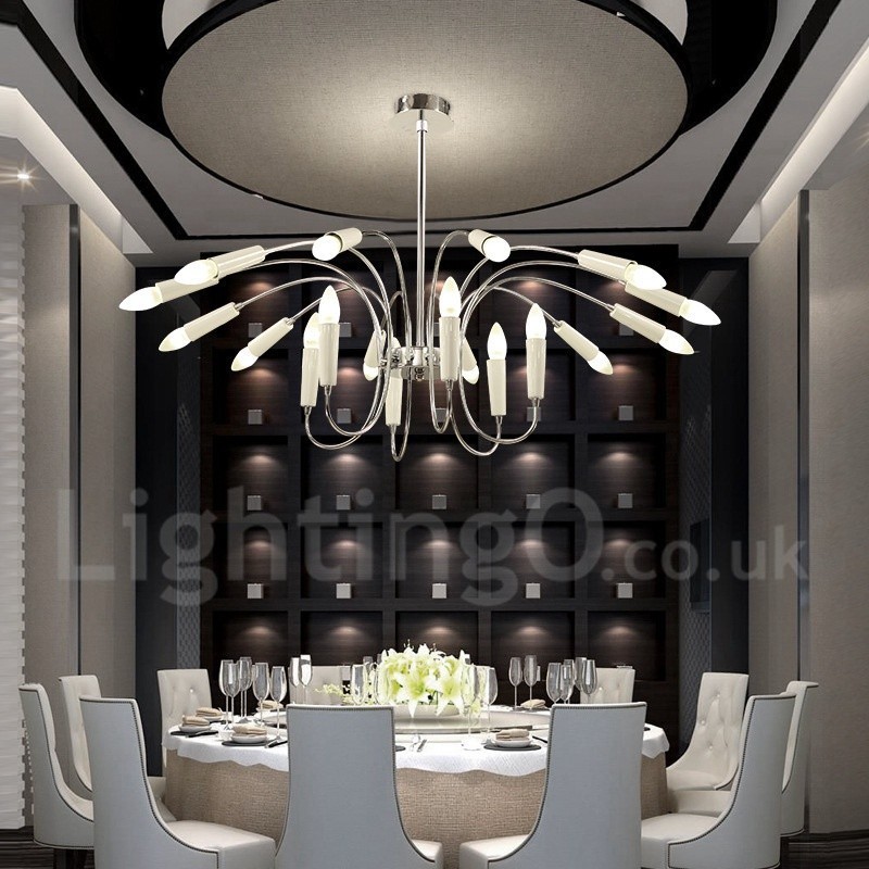 Lampadario contemporaneo a 2 livelli con 18 luci LED 105 x 85 cm