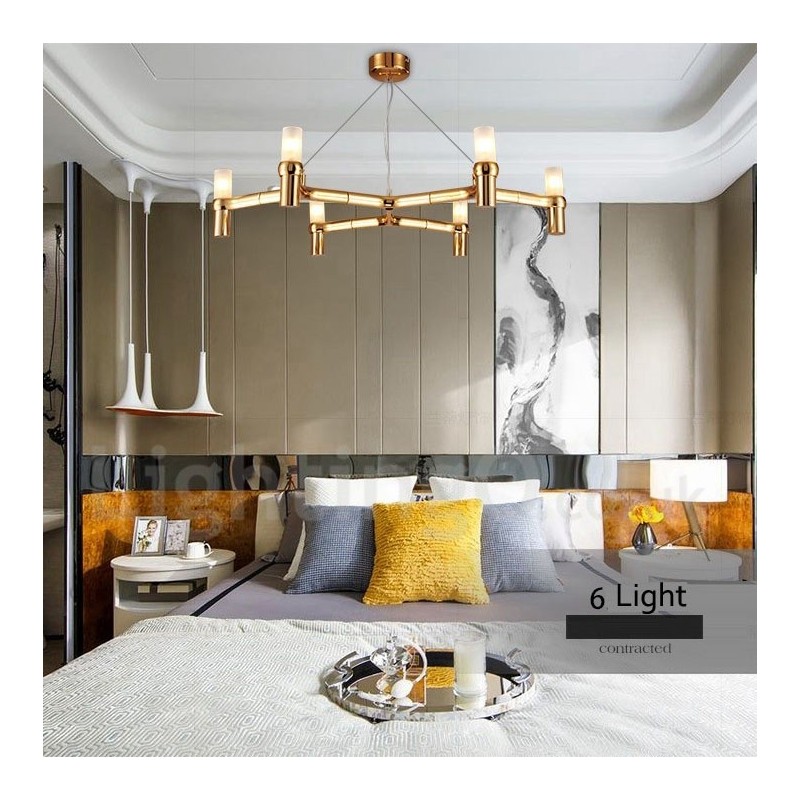 Lampadario moderno contemporaneo a 6 luci a un livello