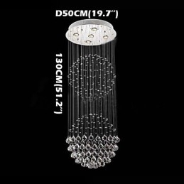 Lampadario a sospensione in cristallo moderno a 5 luci argento trasparente