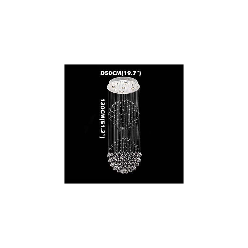 Lampadario a sospensione in cristallo moderno a 5 luci argento trasparente