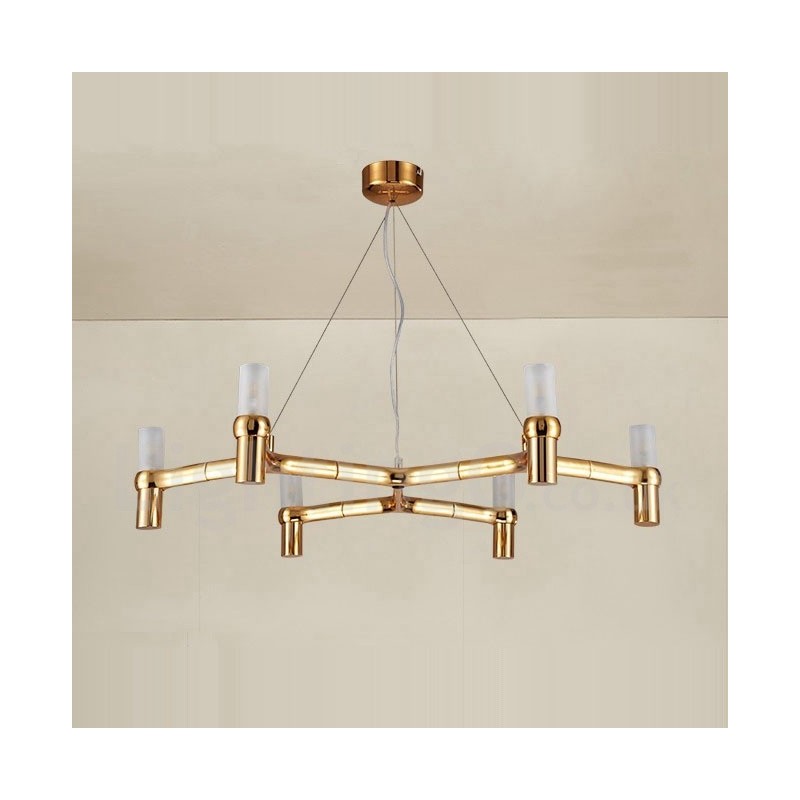 Lampadario moderno contemporaneo a 6 luci a un livello