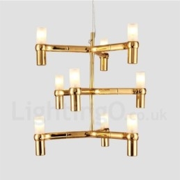 Lampadario contemporaneo moderno a 9 luci a 3 livelli in cristallo imitato 50x50 cm