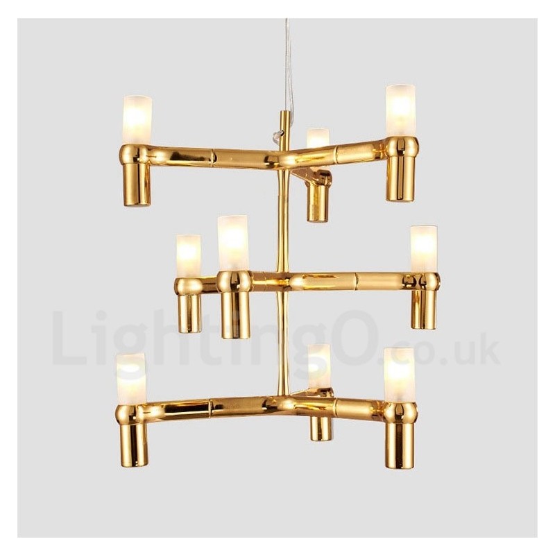 Lampadario contemporaneo moderno a 9 luci a 3 livelli in cristallo imitato 50x50 cm