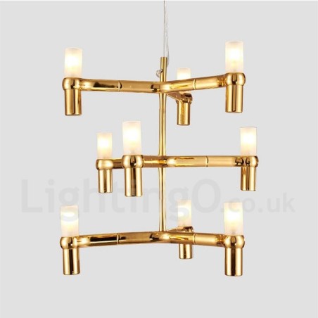 Lampadario contemporaneo moderno a 9 luci a 3 livelli in cristallo imitato 50x50 cm