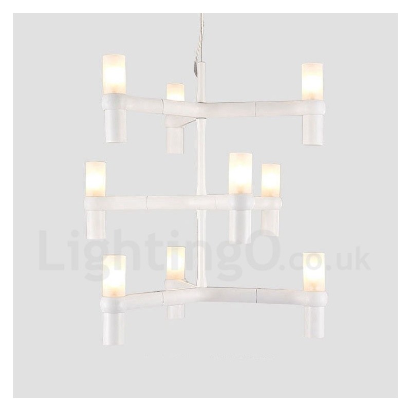 Lampadario contemporaneo moderno a 9 luci a 3 livelli in cristallo imitato 50x50 cm