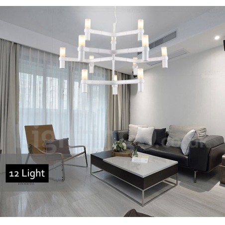 Lampadario contemporaneo a 12 luci a 3 livelli 75x55 cm