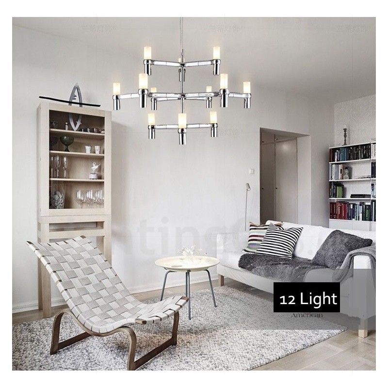 Lampadario contemporaneo a 12 luci a 3 livelli 75x55 cm