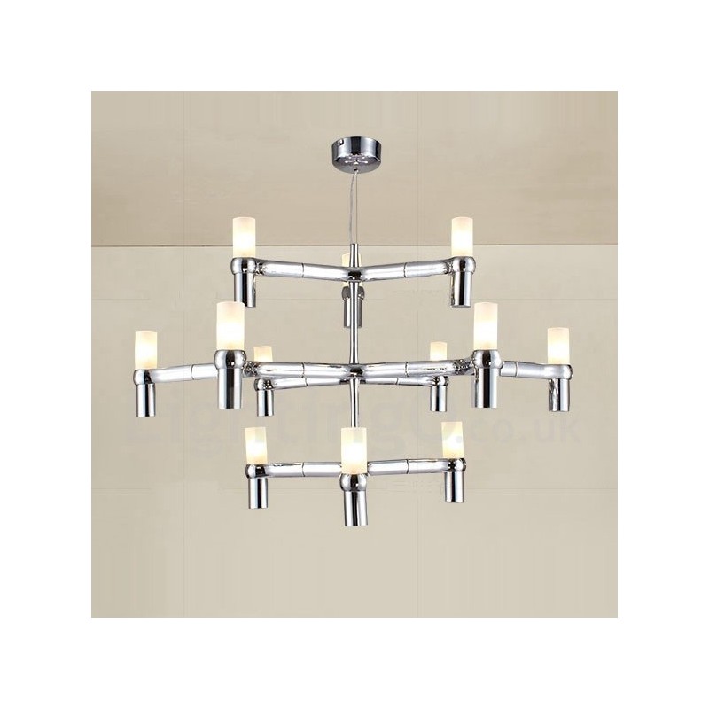 Lampadario contemporaneo a 12 luci a 3 livelli 75x55 cm