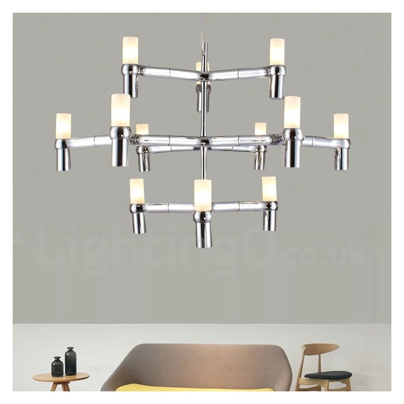 Lampadario contemporaneo a 12 luci a 3 livelli 75x55 cm