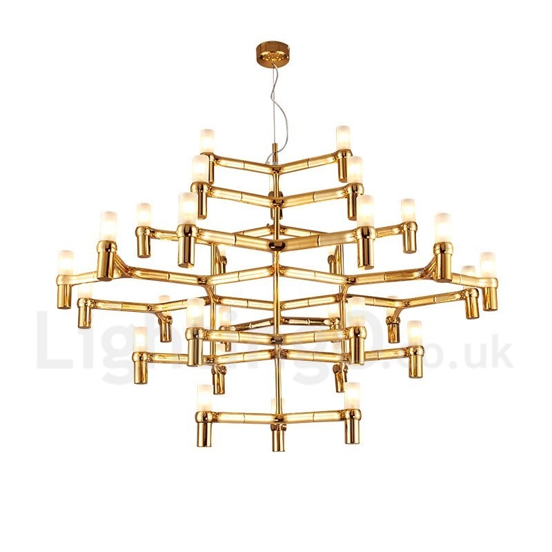 Lampadario moderno contemporaneo a 30 luci, 5 livelli, cristallo imitato, 120x90 cm