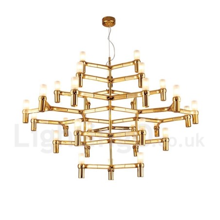 Lampadario moderno contemporaneo a 30 luci, 5 livelli, cristallo imitato, 120x90 cm