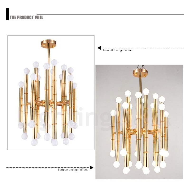 Lampadario moderno contemporaneo a 30 luci a 2 livelli in metallo 48 x 60 cm