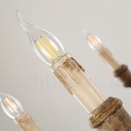 Lampadario vintage in legno a 6 luci LED