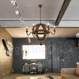 Lampadario in legno stile country vintage a 6 luci