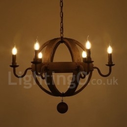 Lampadario in legno stile country vintage a 6 luci