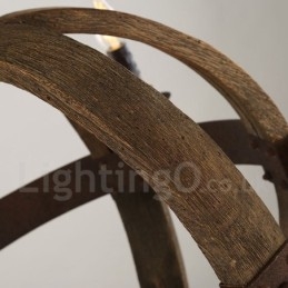 Lampadario in legno stile country vintage a 6 luci