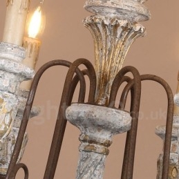 Lampadario vintage in legno a 6 luci LED 60 x 70 cm