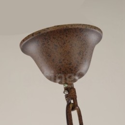Lampadario vintage in legno chiaro a 6 luci