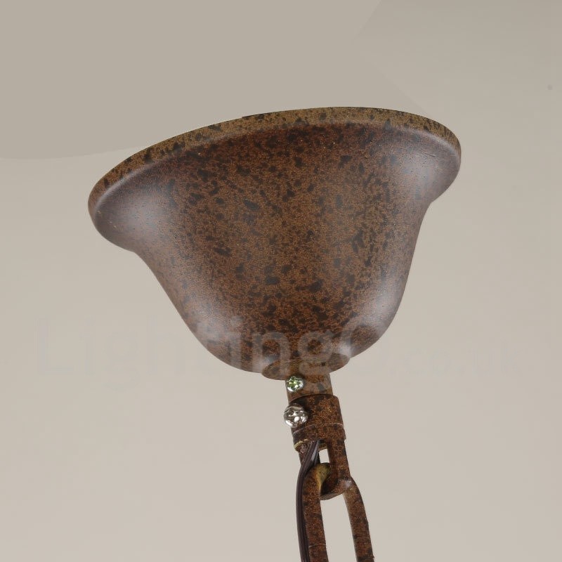 Lampadario vintage in legno chiaro a 6 luci