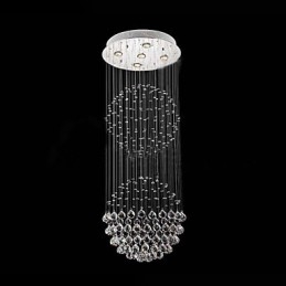 Lampadario a sospensione in cristallo moderno a 5 luci argento trasparente