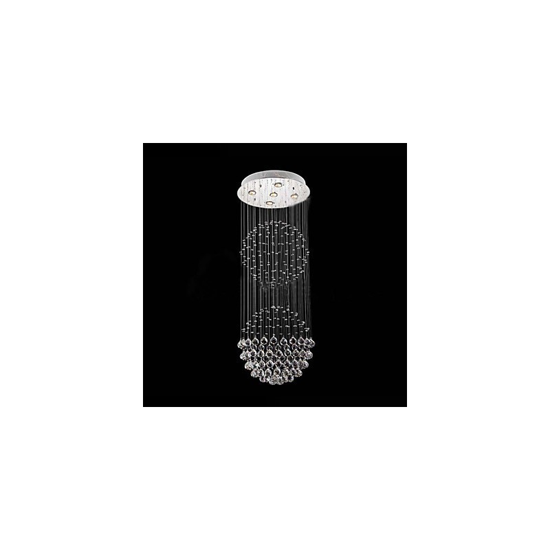 Lampadario a sospensione in cristallo moderno a 5 luci argento trasparente