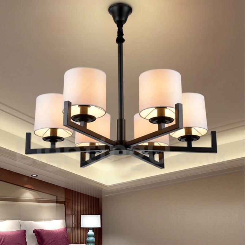 Lampadario contemporaneo a 6 luci in tessuto 70 x 62 cm