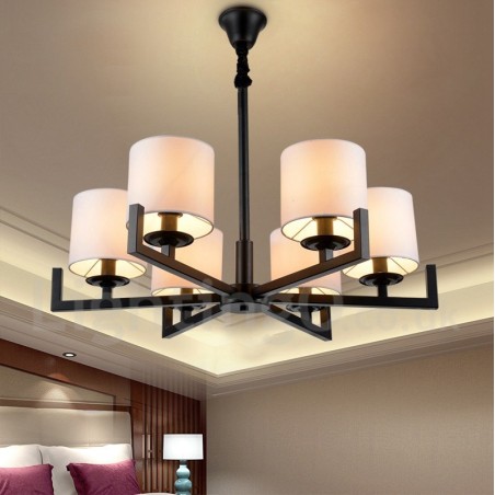 Lampadario contemporaneo a 6 luci in tessuto 70 x 62 cm