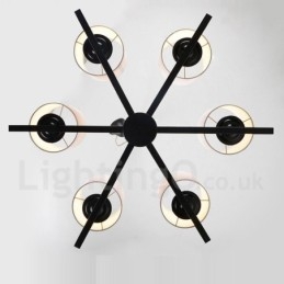 Lampadario contemporaneo a 6 luci in tessuto 70 x 62 cm