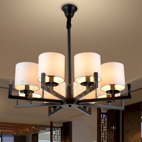 Lampadario contemporaneo a 8 luci in tessuto 70 x 62 cm