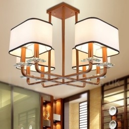 Lampadario contemporaneo a 8 luci in tessuto e metallo 72x50 cm