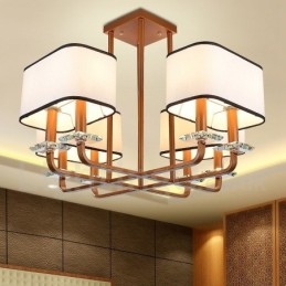 Lampadario contemporaneo a 8 luci in tessuto e metallo 72x50 cm