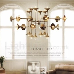 Lampadario moderno contemporaneo a 24 luci LED in metallo 100 cm